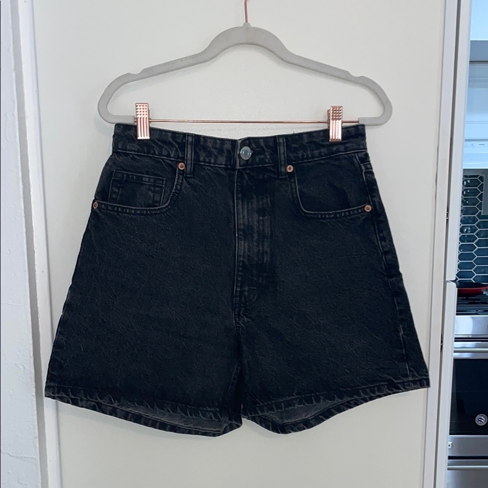Zara Black High-Waist Denim Jean Shorts